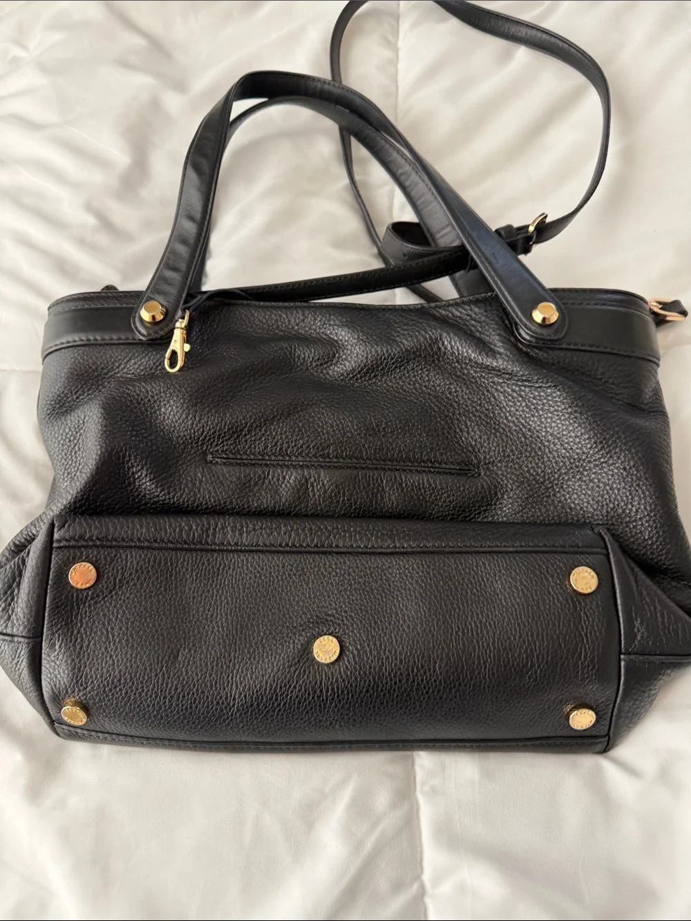 Michael Kors Black Pebbled Leather Tote with Gold Hardware
